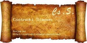 Csetneki Simeon névjegykártya